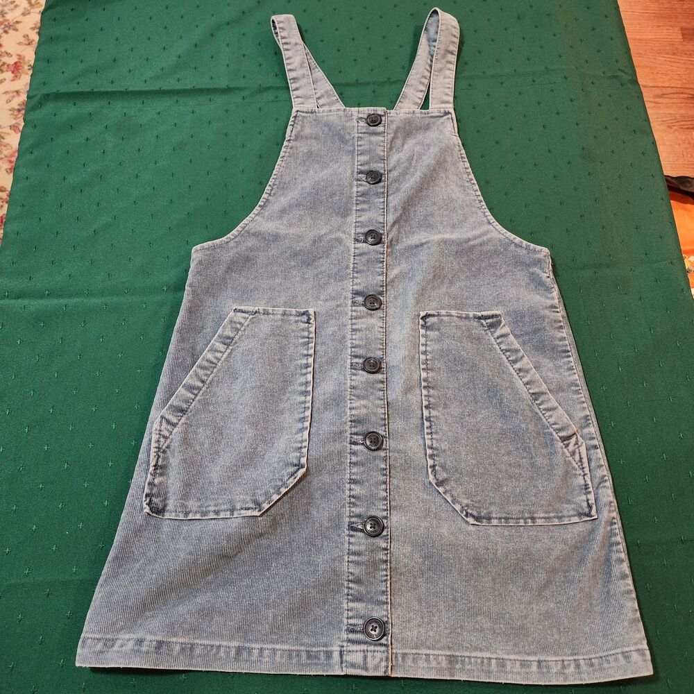 American Eagle Blue Corduroy Overall Dress w/ Large Front Pockets Women’s Size S